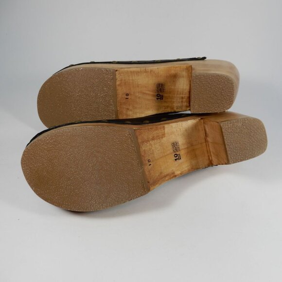 Beek Woodpecker Clogs Mules Size 10 Studded Wood Platform Black Leather NEW $320 - Picture 10 of 16